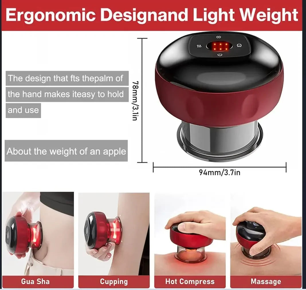 Electric Vacuum Cupping Massage Anti Cellulite Magnet Therapy Wireless Guasha Scraping Fat Burner Slimming Body Scraping Cupping