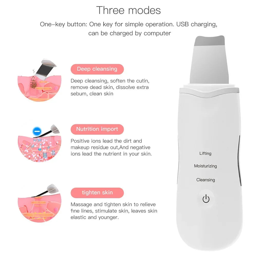 Skin Scrubber Deep Vibrate Facial Cleaner Shovel Spatula Not Ultrasonic Face Scrubber Peeling Blackhead Remover Facial Massager