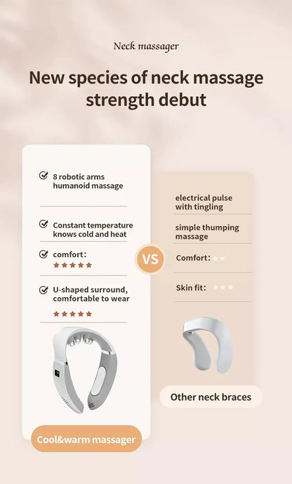 Smart Shoulder And Neck Massager Cervical Spine Physical Kneading Physiotherapy Massage Hot Compress Cooling Voice Neck Massager