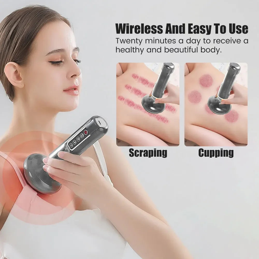 Electric Vacuum Suction Cup Cupping Massager GuaSha Anti Cellulite Beauty Health Scraping Infrared Heat Slimming Massage Machine